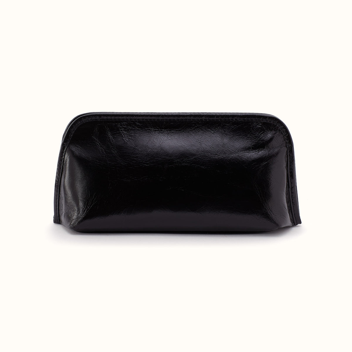 Beauty Brush Case In Polished Leather - Black