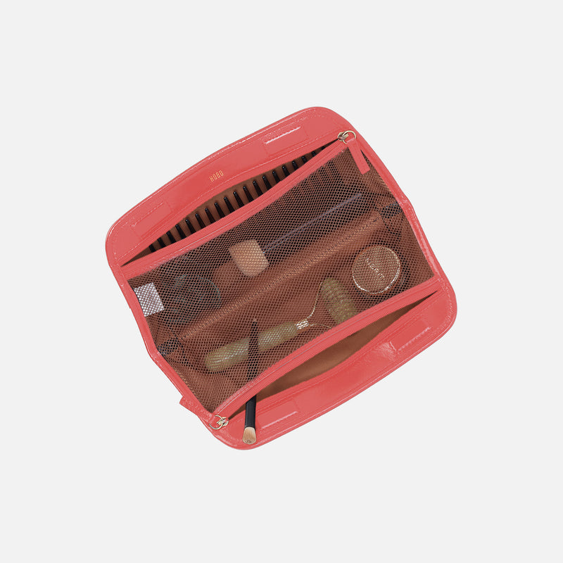 Beauty Brush Case In Polished Leather - Pink Mirage