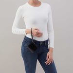 Coin Wristlet Wallet in Polished Leather - Black