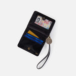 Coin Wristlet Wallet in Polished Leather - Black
