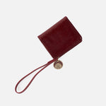 Coin Wristlet Wallet in Gloss Leather - Garnet Gloss