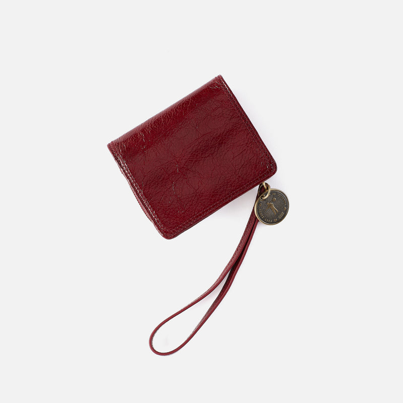 Coin Wristlet Wallet in Gloss Leather - Garnet Gloss