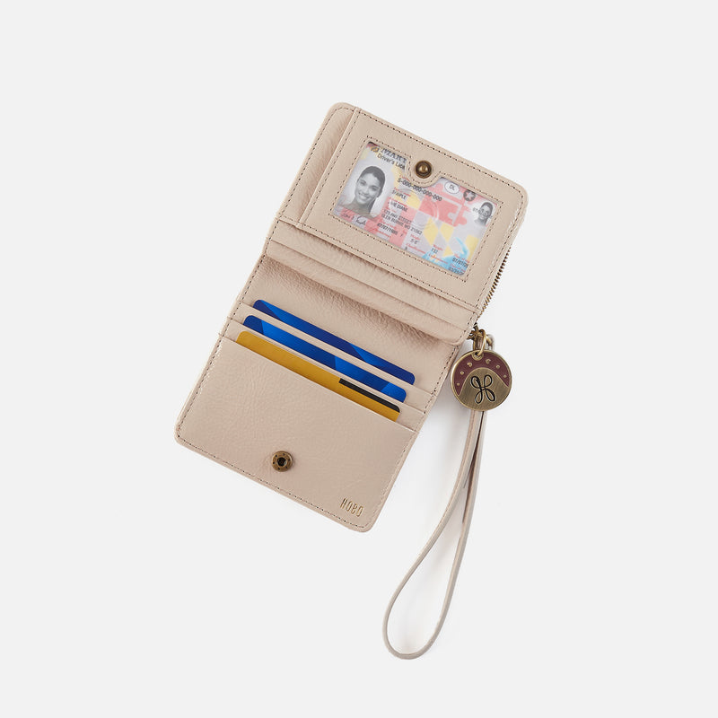 Coin Wristlet Wallet In Gloss Leather - Stone Gloss