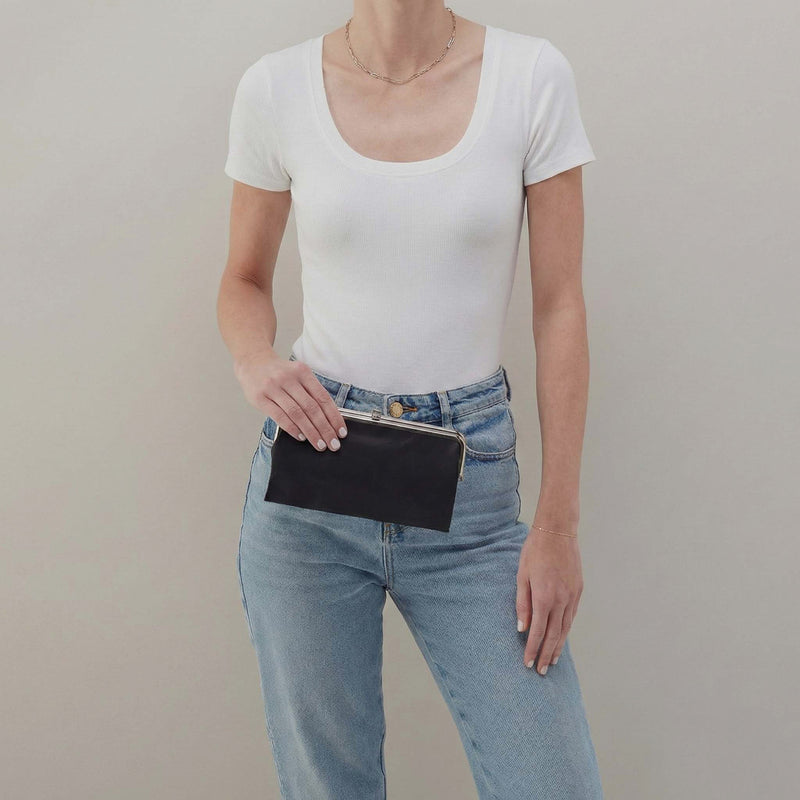 Lauren Clutch-Wallet In Polished Leather - Black