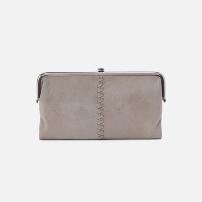 Lauren Clutch-Wallet in Metallic Leather - Granite Grey