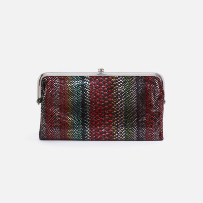 Lauren Clutch-Wallet in Printed Leather - Holiday Stripe