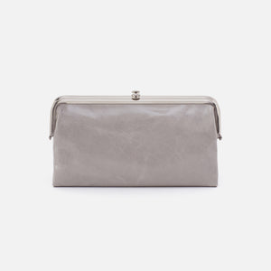 Lauren Clutch-Wallet in Polished Leather - Light Grey