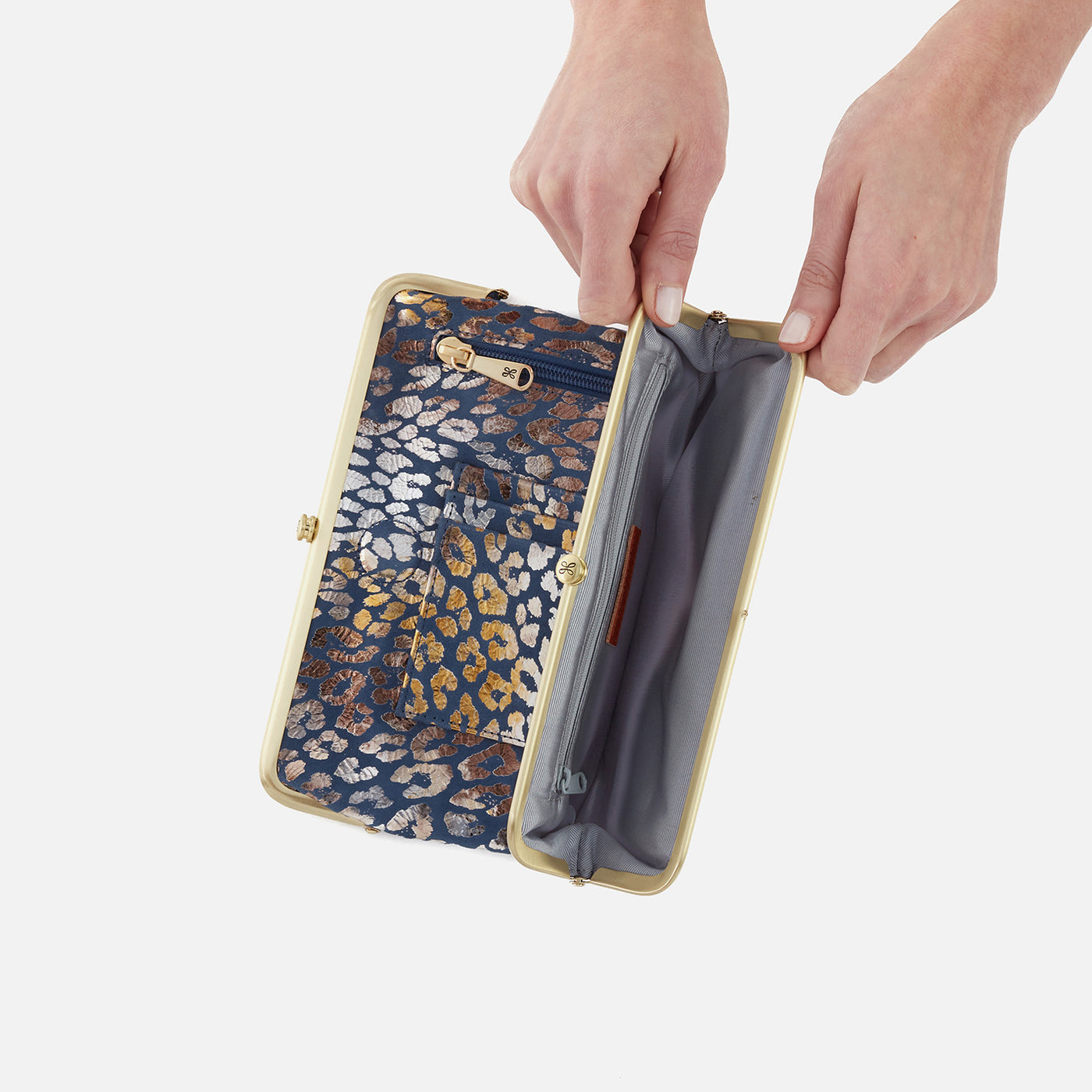 Lauren Clutch-Wallet in Printed Leather - Mirror Cheetah