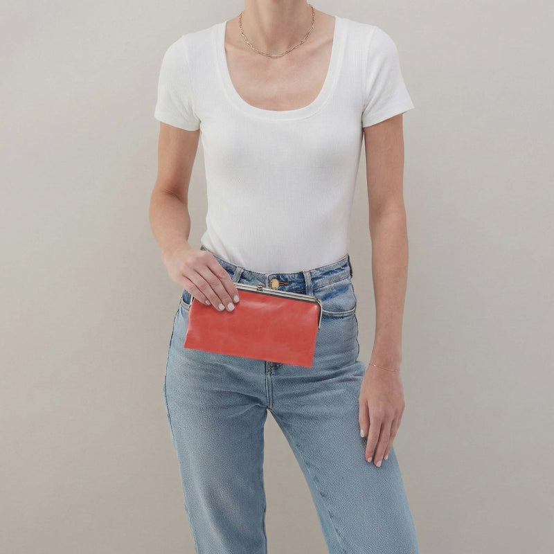 Lauren Clutch-Wallet In Polished Leather - Pink Mirage