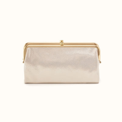 Lauren Clutch-Wallet In Metallic Leather - Sand Shimmer
