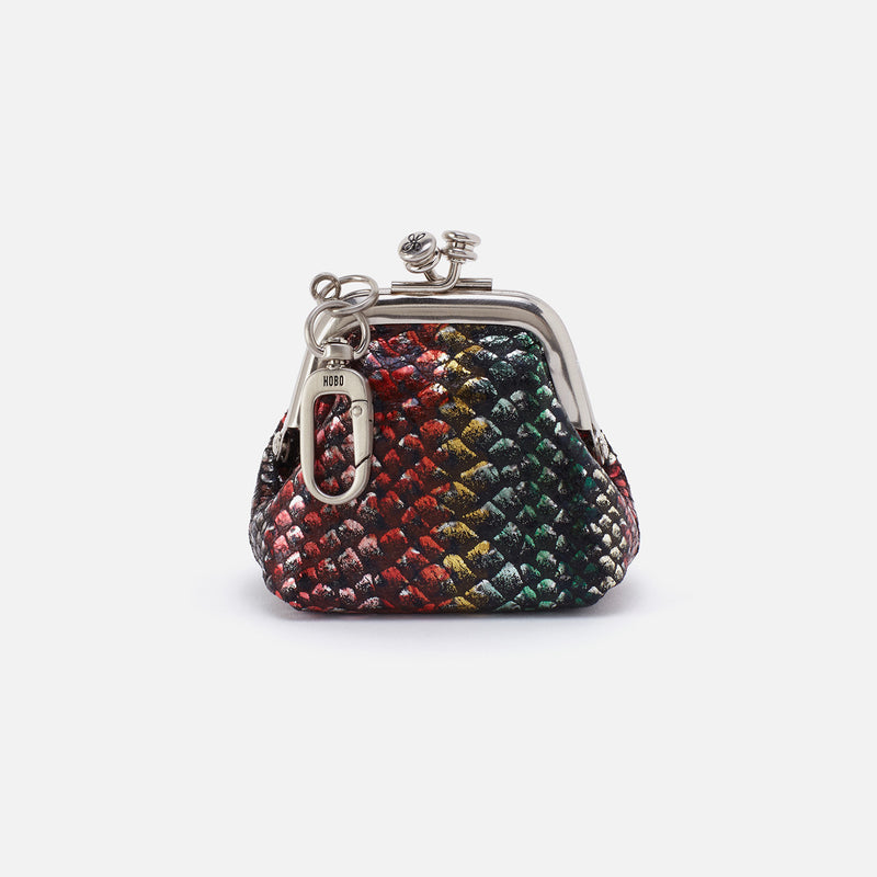 Run Frame Pouch in Printed Leather - Holiday Stripe