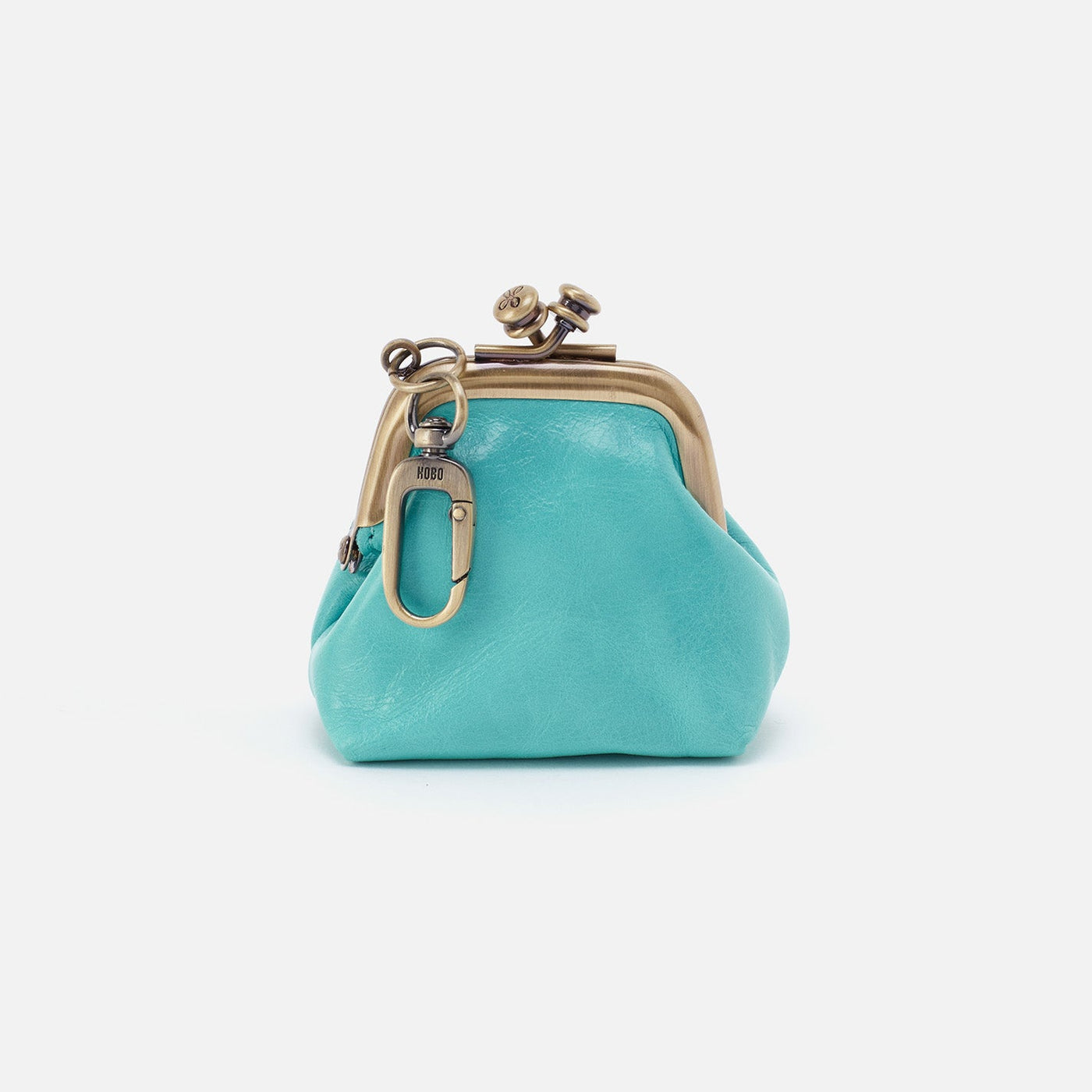 Run Frame Pouch in Polished Leather - Light Aqua