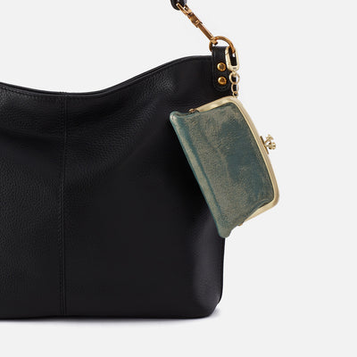 Cheer Frame Pouch in Metallic Leather - Evergreen Shimmer
