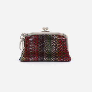 Cheer Frame Pouch in Printed Leather - Holiday Stripe