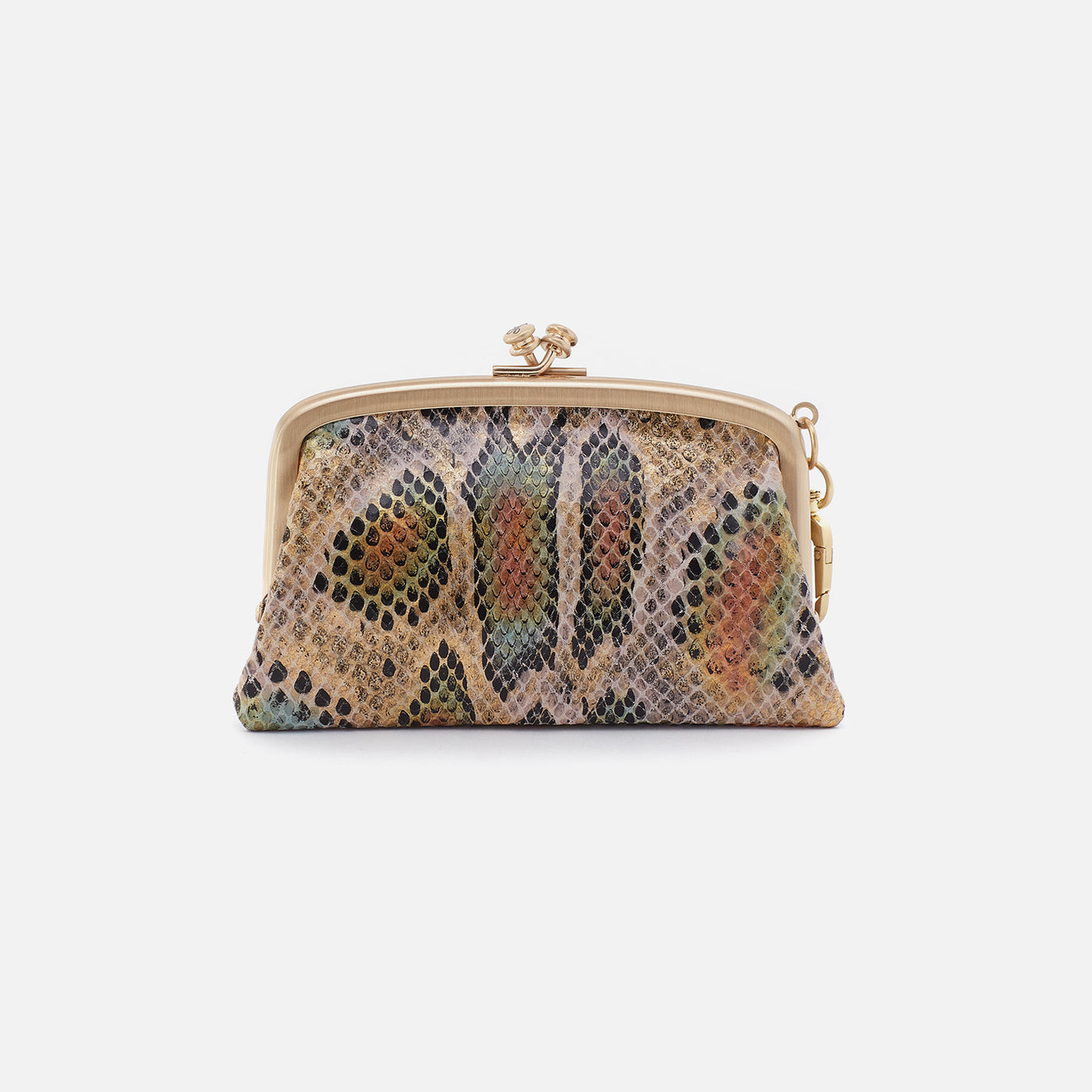 Cheer Frame Pouch in Printed Leather - Opal Snake Print