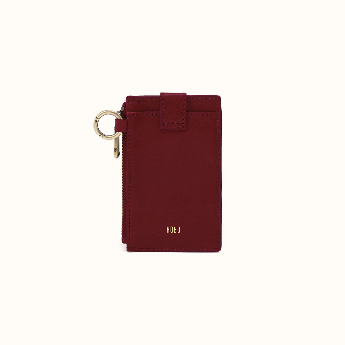Ring Credit Card Wristlet in Polished Leather - Saddleberry