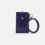 Ring Credit Card Wristlet in Polished Leather - Winter Violet