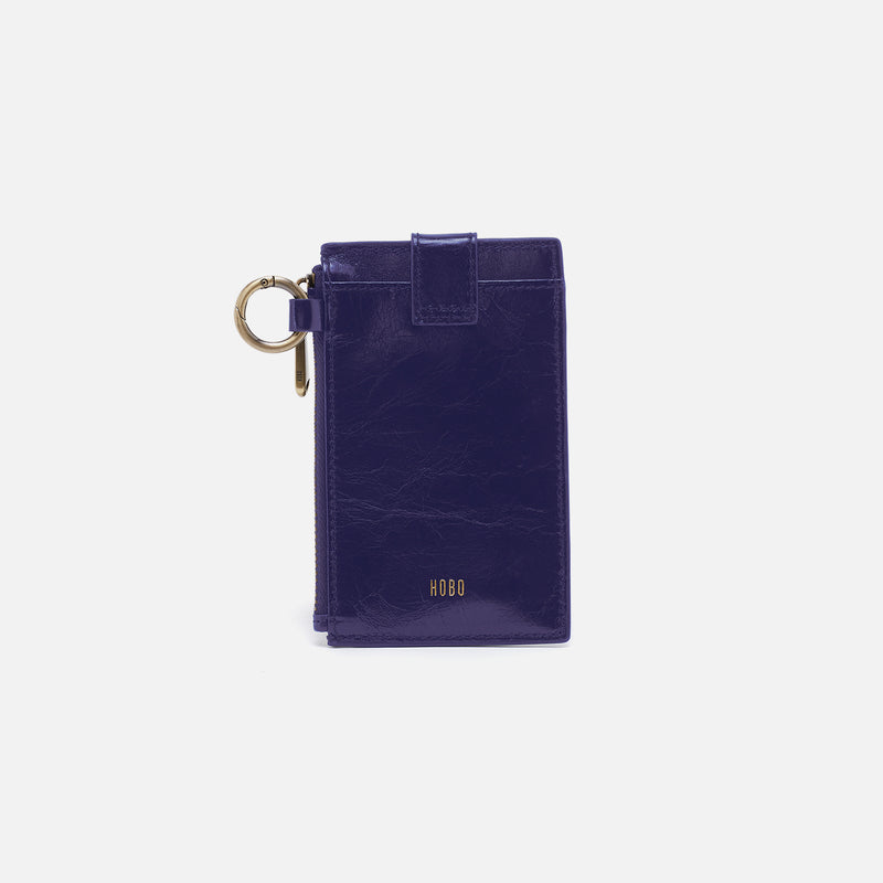 Ring Credit Card Wristlet in Polished Leather - Winter Violet
