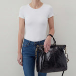 Sheila Large Satchel In Polished Leather - Black