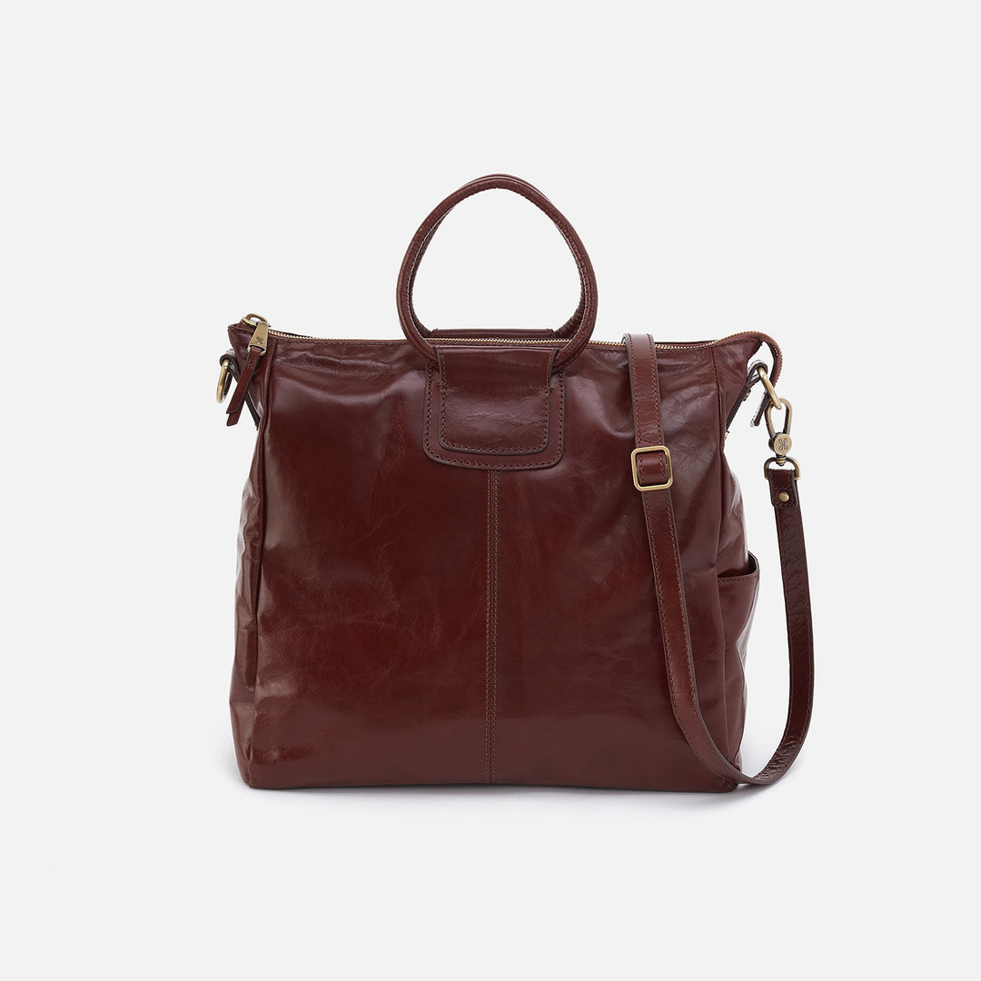Sheila Large Satchel In Polished Leather Black HOBO