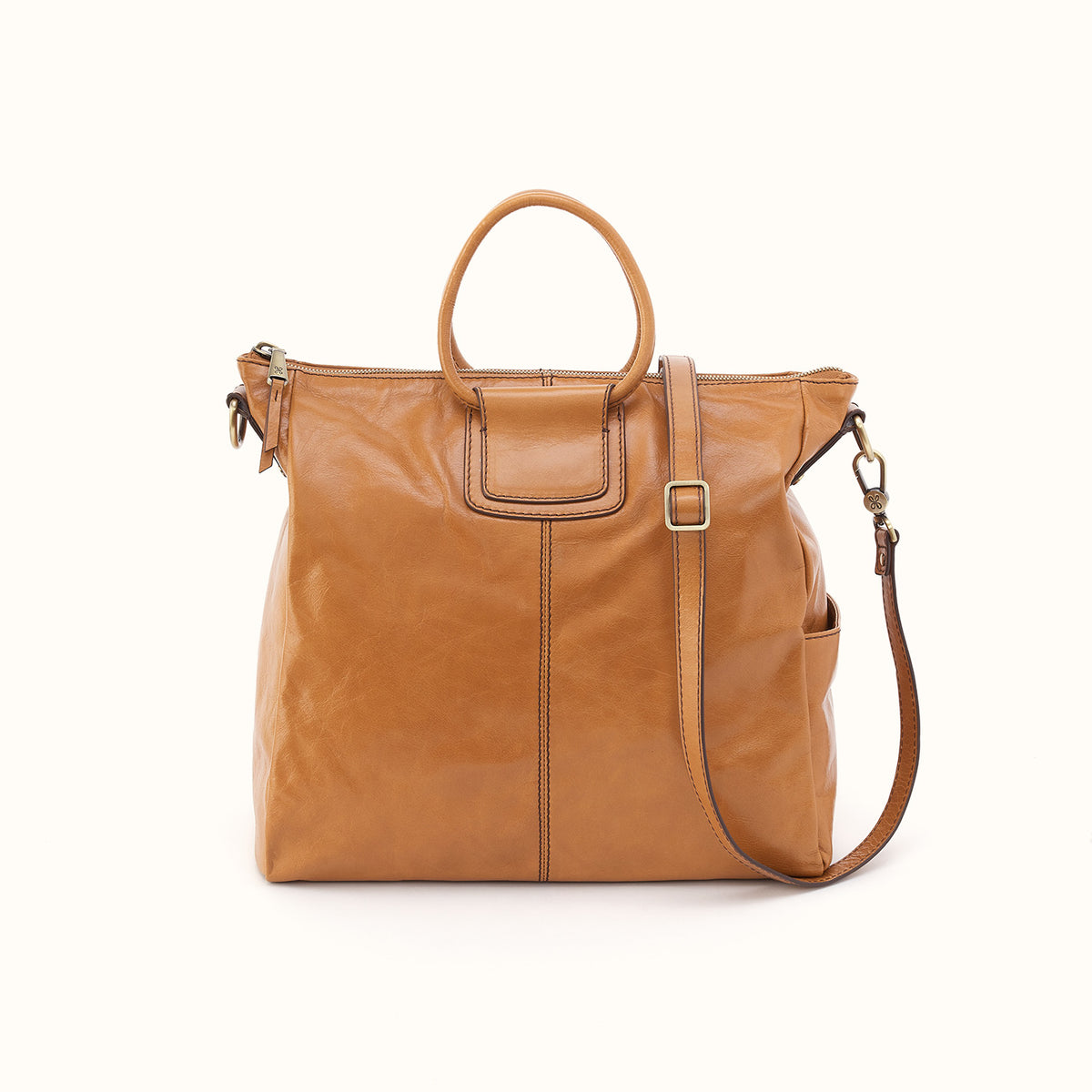 Sheila Large Satchel In Polished Leather - Natural- FOL