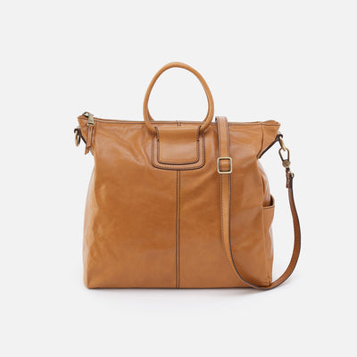 Sheila Large Satchel in Polished Leather - Natural