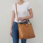 Sheila Large Satchel in Polished Leather - Natural