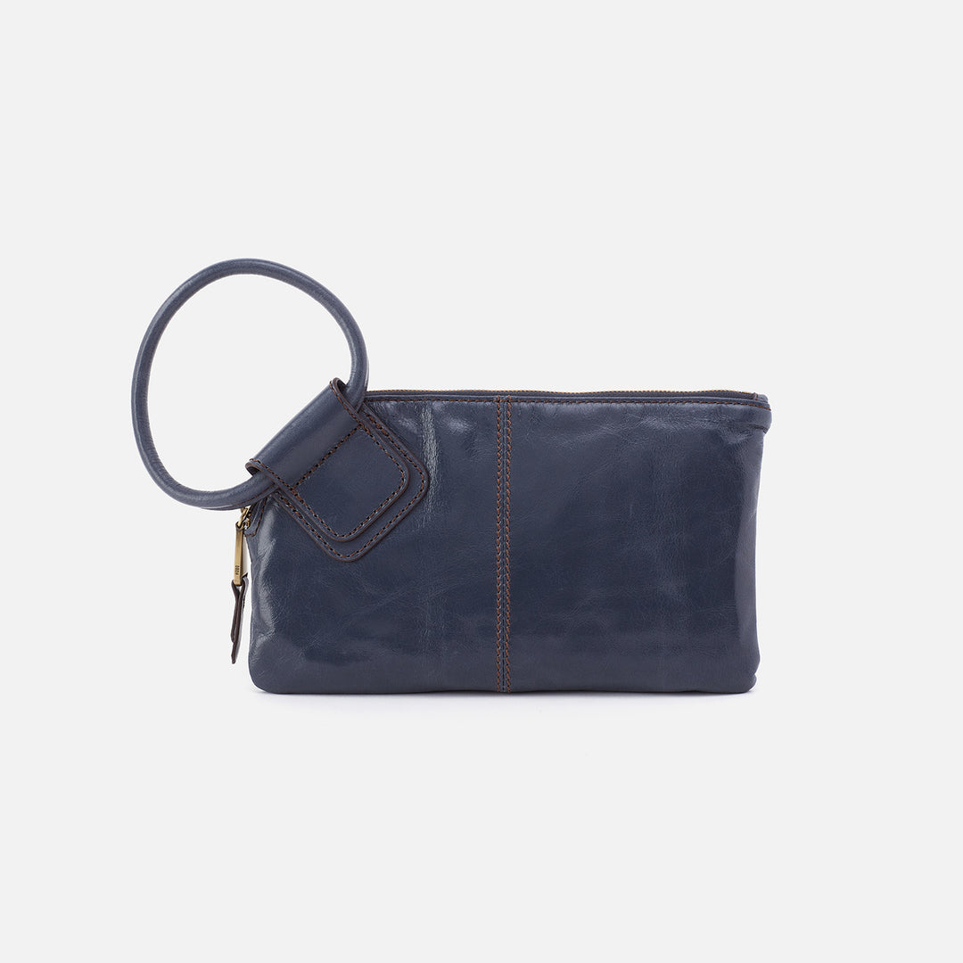 Sable Wristlet In Polished Leather Black HOBO