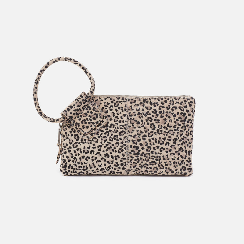 Sable Wristlet in Printed Leather - Mini Leopard