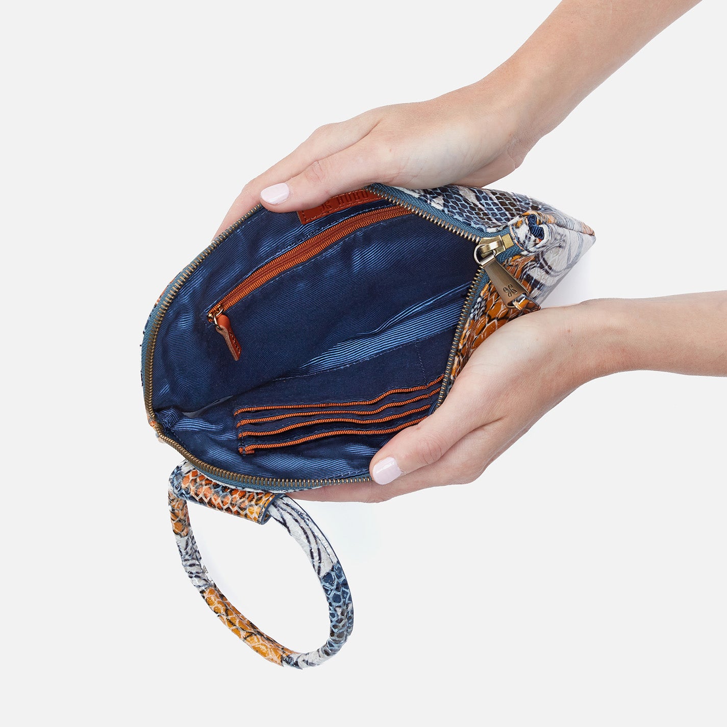 Sable Wristlet in Printed Leather Orange Blossom HOBO