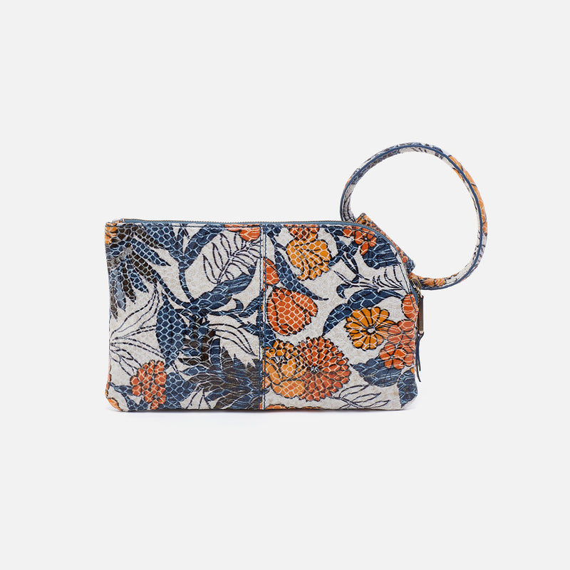 Sable Wristlet in Printed Leather - Orange Blossom