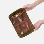 Beauty Cosmetic Pouch In Polished Leather - Olive Veil