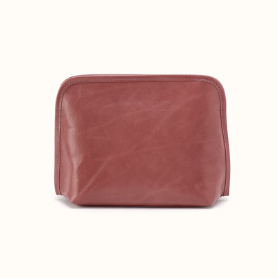 Beauty Cosmetic Pouch In Polished Leather - Rosewood