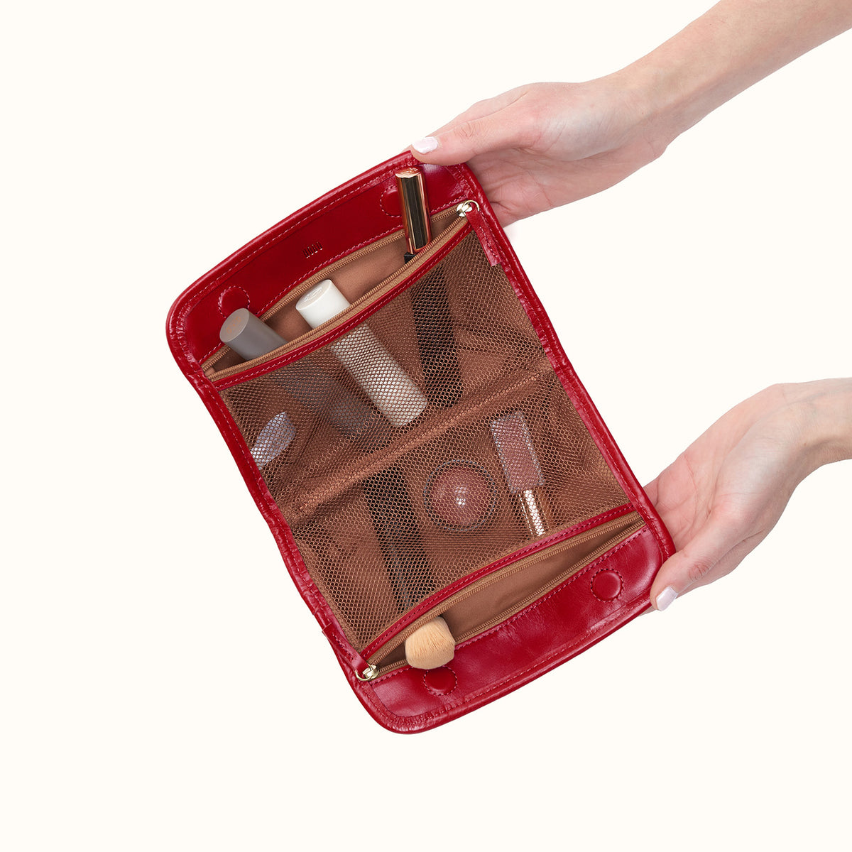 Beauty Cosmetic Pouch In Polished Leather