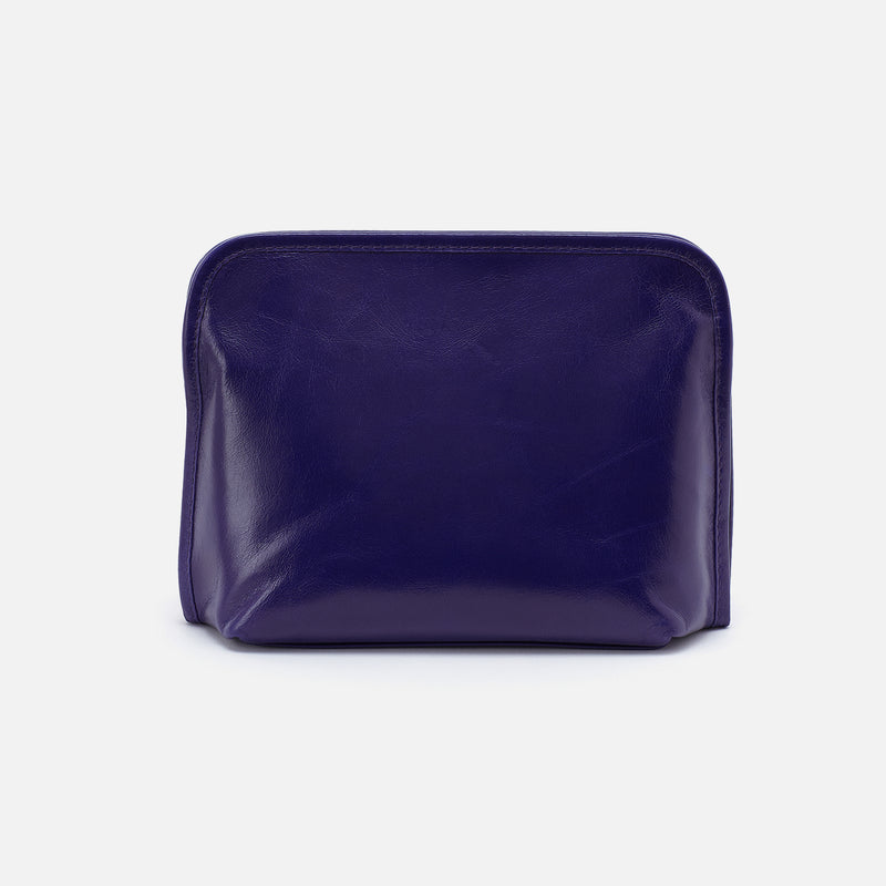 Beauty Cosmetic Pouch in Polished Leather - Winter Violet