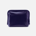 Beauty Cosmetic Pouch in Polished Leather - Winter Violet