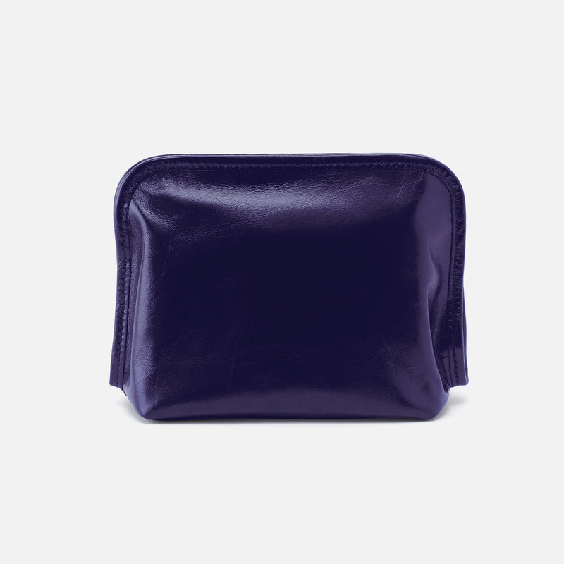 Beauty Cosmetic Pouch in Polished Leather - Winter Violet