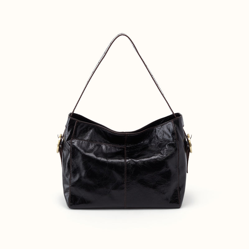 Render Shoulder Bag In Polished Leather - Black – HOBO display picture 2