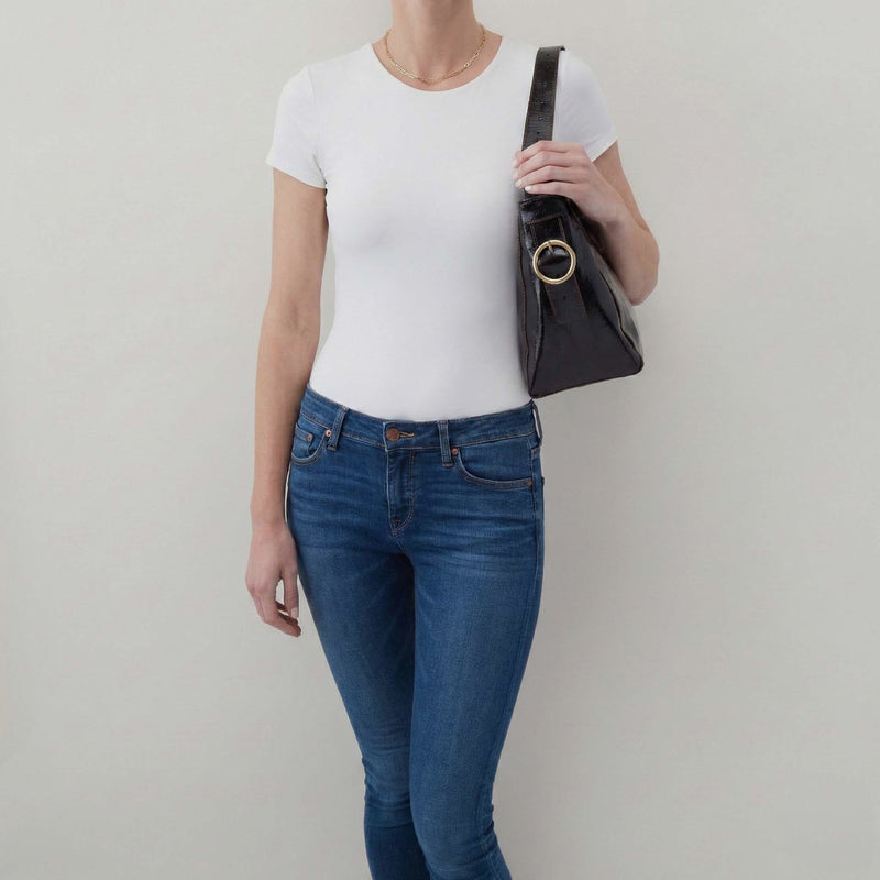 Render Shoulder Bag In Polished Leather - Black