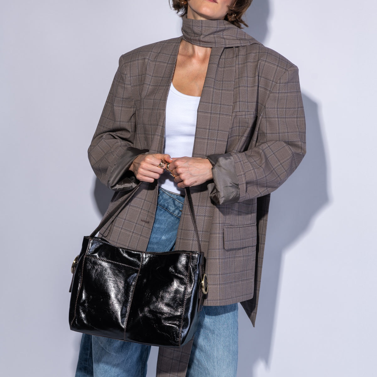 Render Shoulder Bag In Polished Leather