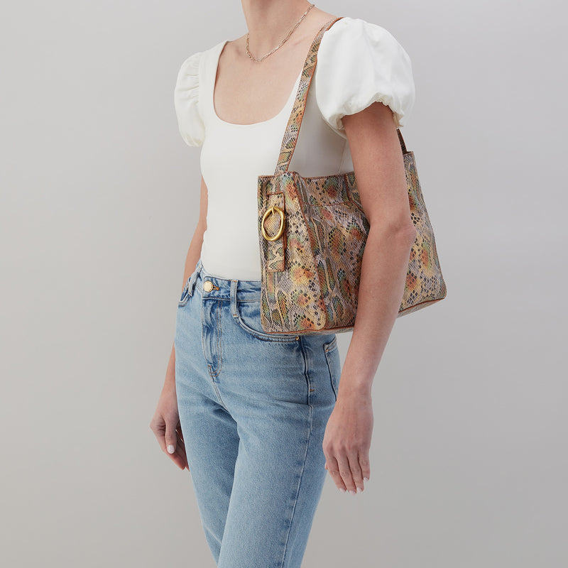 Render Shoulder Bag in Printed Leather - Opal Snake Print
