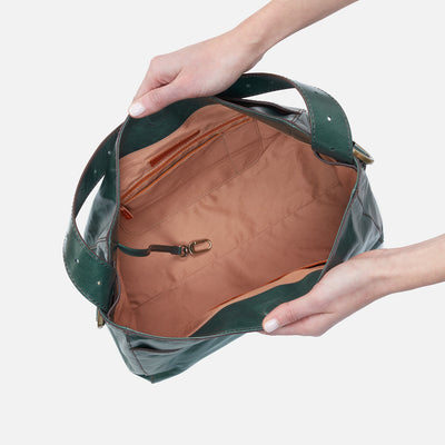 Render Shoulder Bag in Polished Leather - Sage Leaf