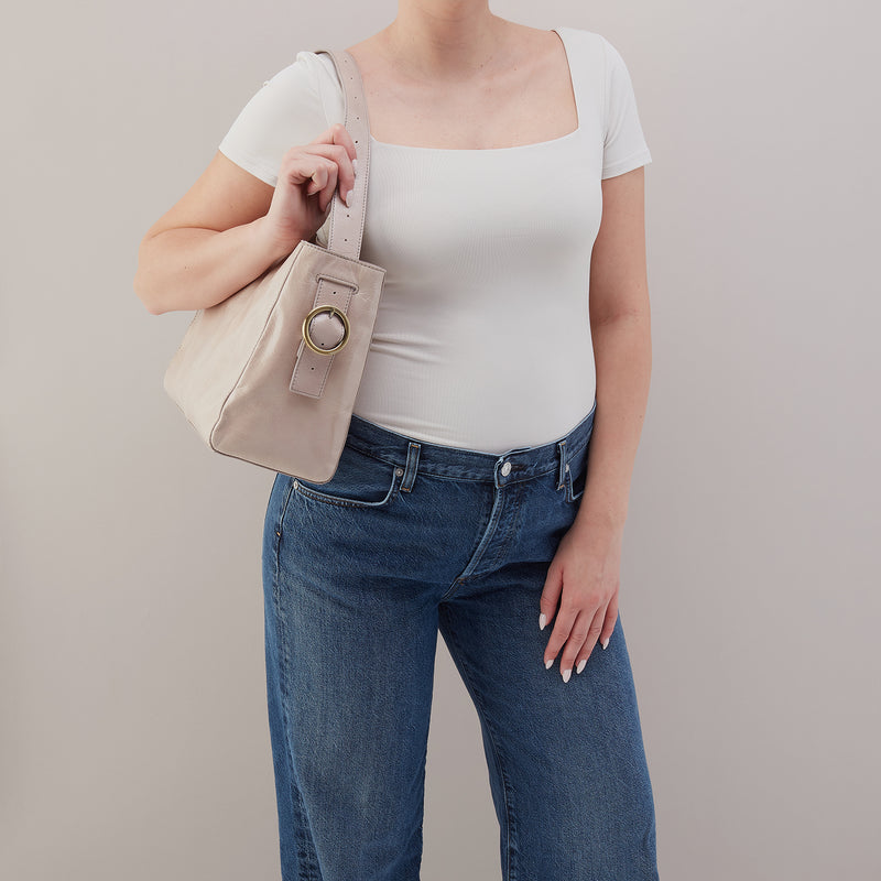 Render Shoulder Bag In Gloss Leather - Stone Gloss