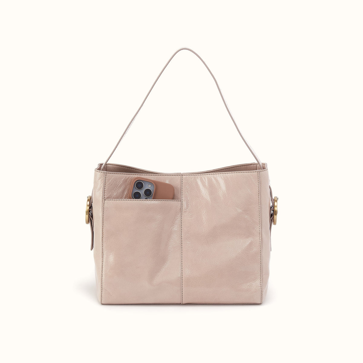 Render Shoulder Bag In Gloss Leather - Stone Gloss