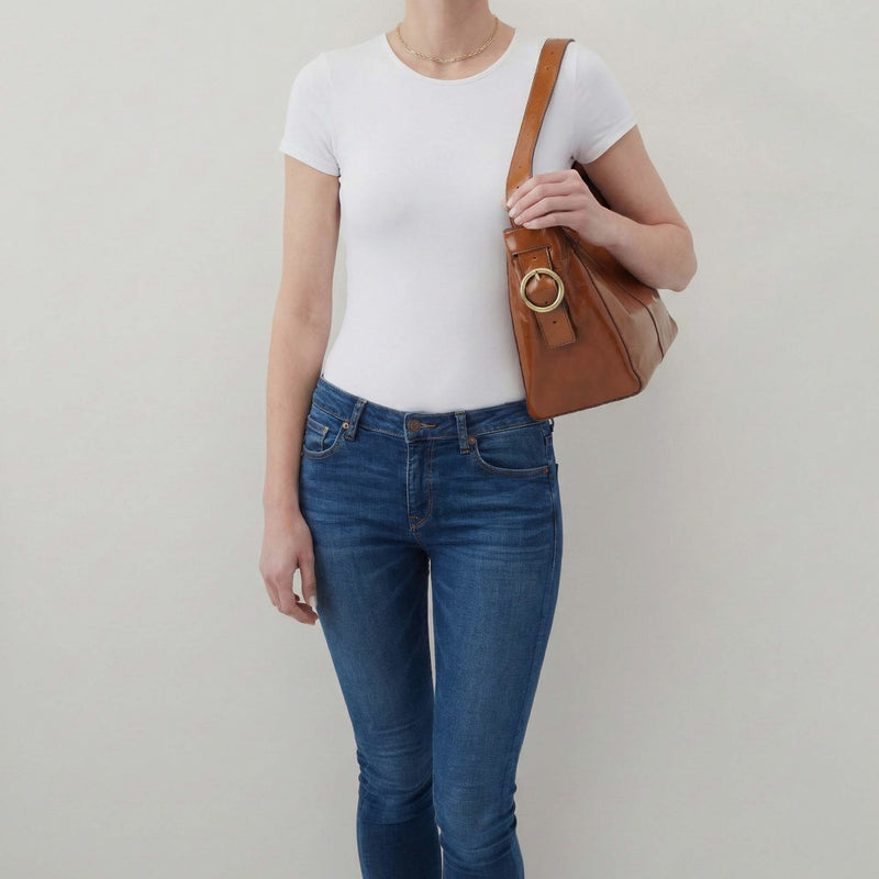 Render Shoulder Bag In Polished Leather - Truffle