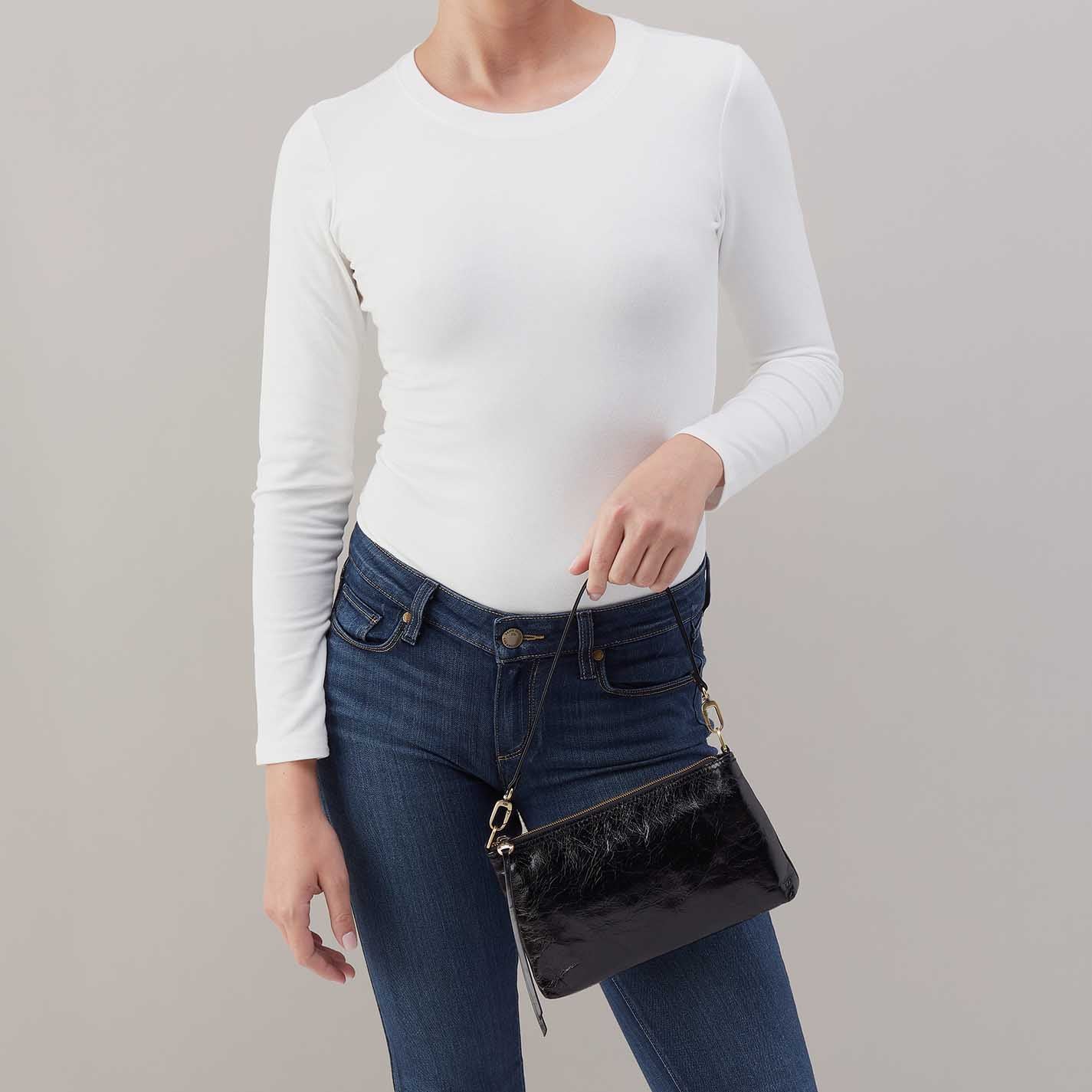 Darcy Crossbody in Polished Leather - Black – HOBO