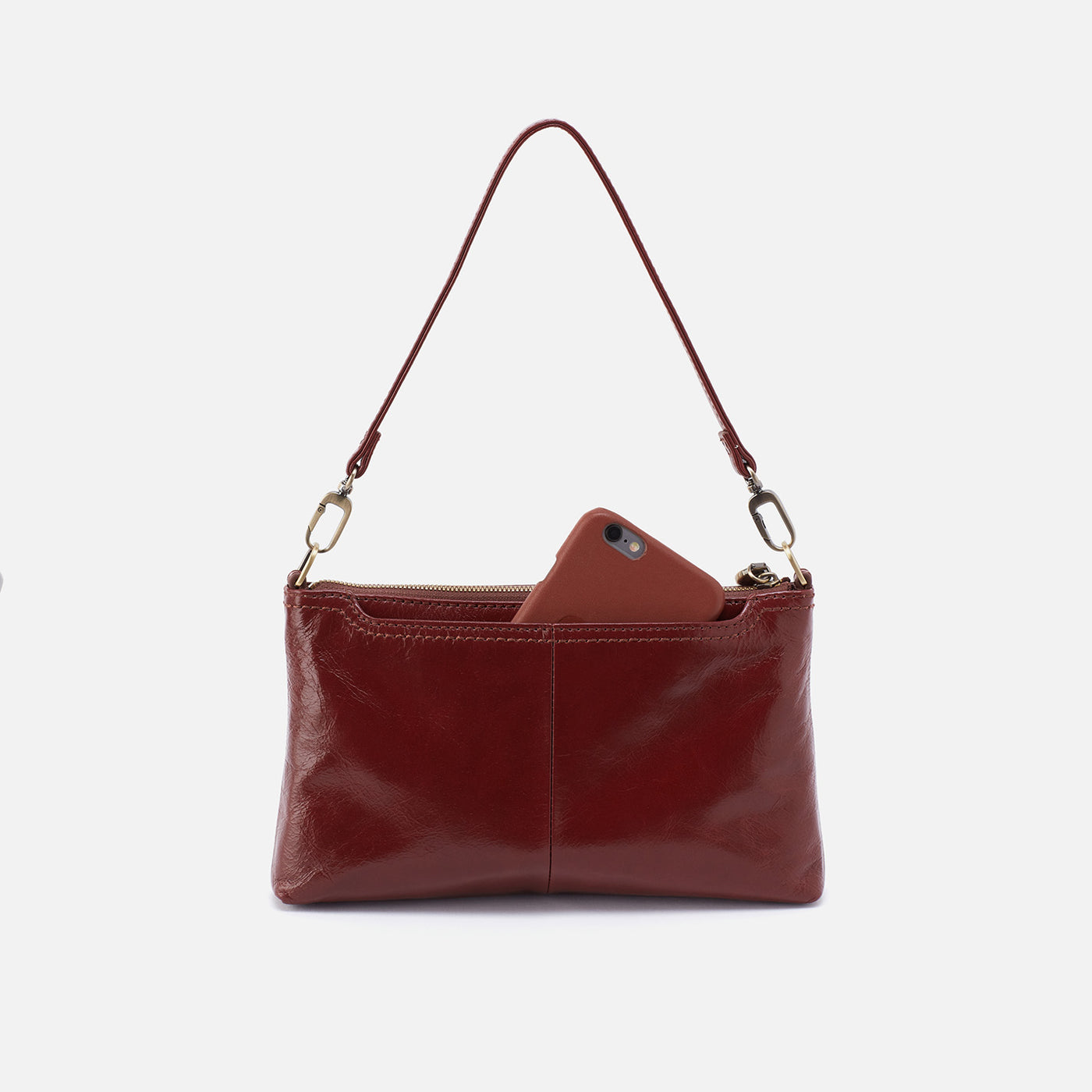 Darcy Crossbody in Polished Leather - Henna