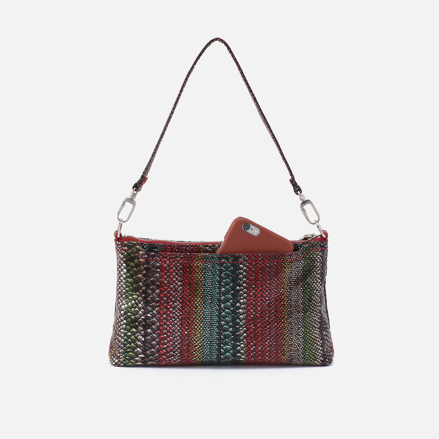 Darcy Crossbody in Printed Leather - Holiday Stripe