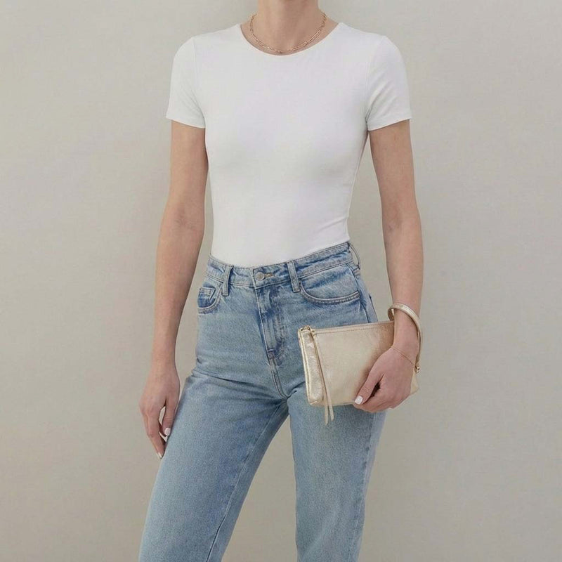 Darcy Crossbody In Metallic Leather - Sand Shimmer