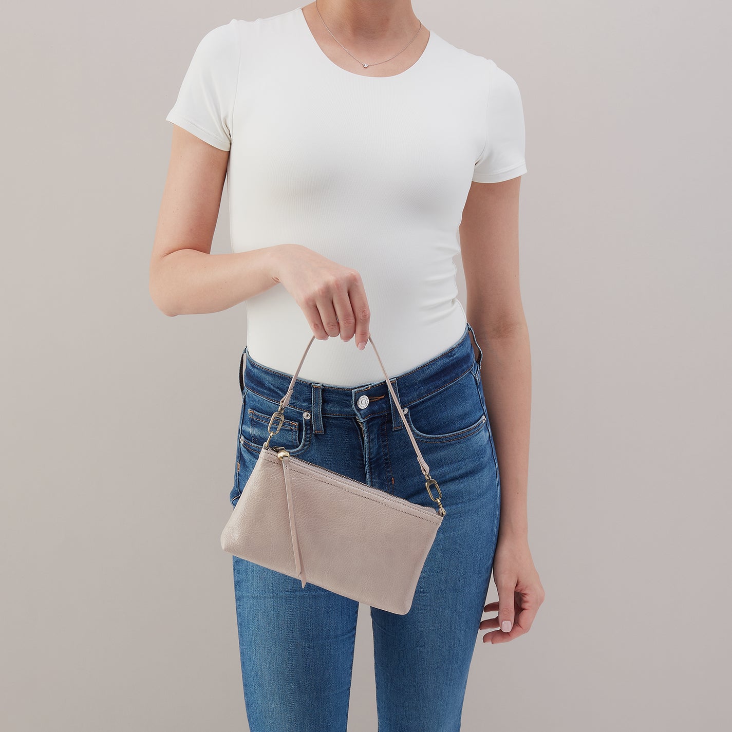 Darcy Crossbody In Gloss Leather - Stone Gloss – HOBO
